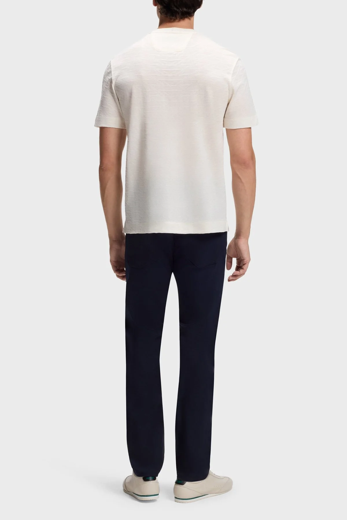 Boss Jakarlı Logolu Regular Fit Bisiklet Yaka Erkek T Shirt 50565175 118 Bej - 3