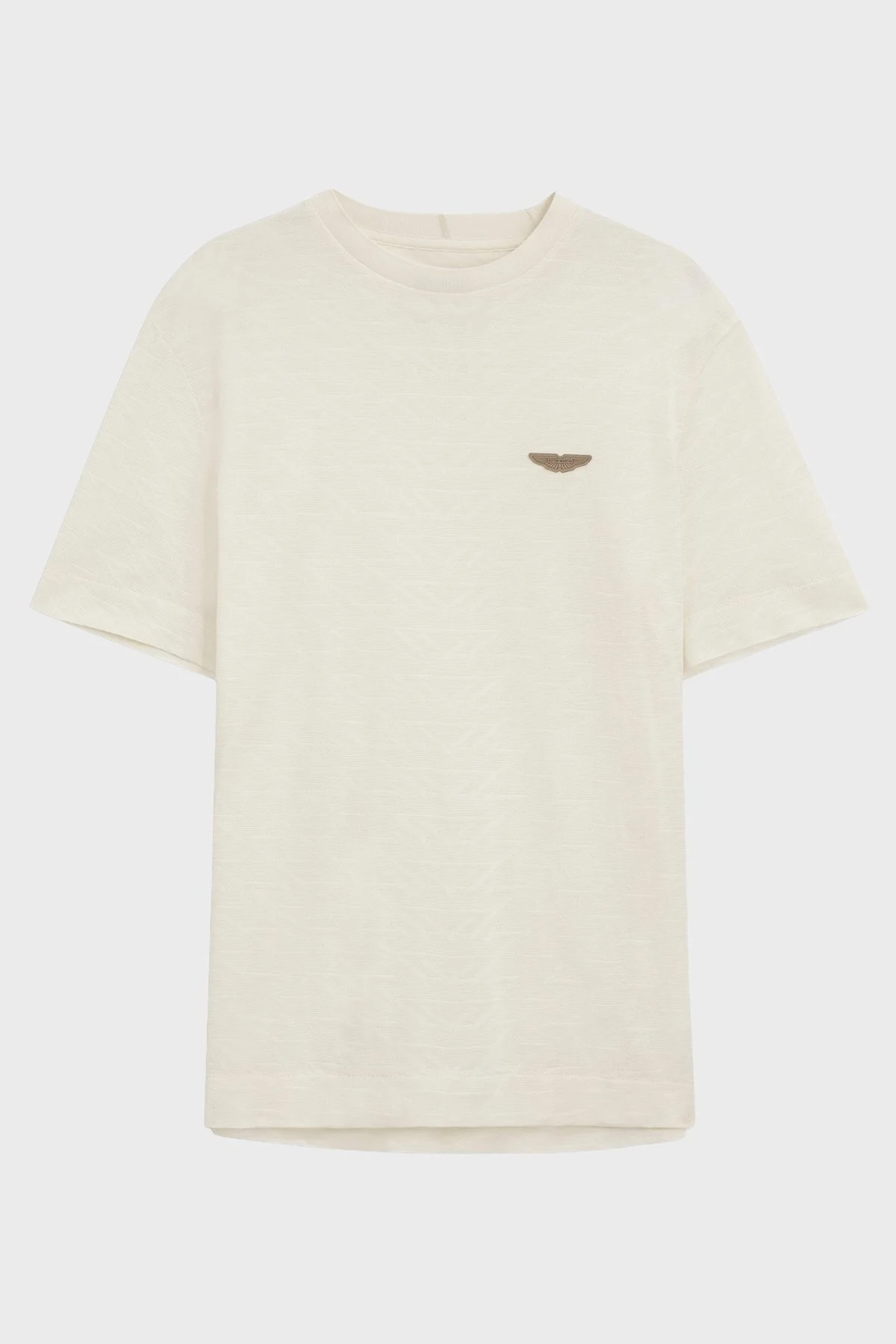 Boss Jakarlı Logolu Regular Fit Bisiklet Yaka Erkek T Shirt 50565175 118 Bej - 5