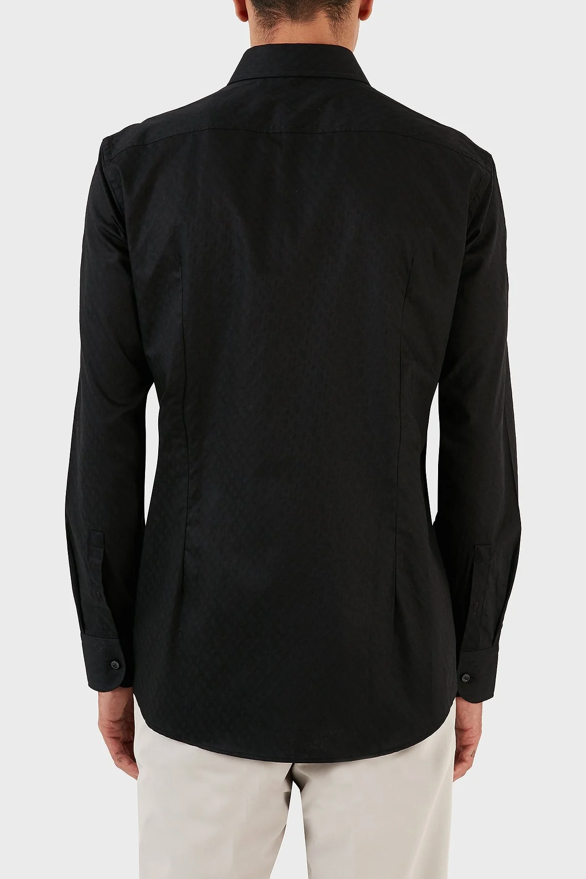 Boss Jakarlı Monogram Logolu Uzun Kollu Slim Fit Erkek Gömlek 50473310 001 SİYAH - 3