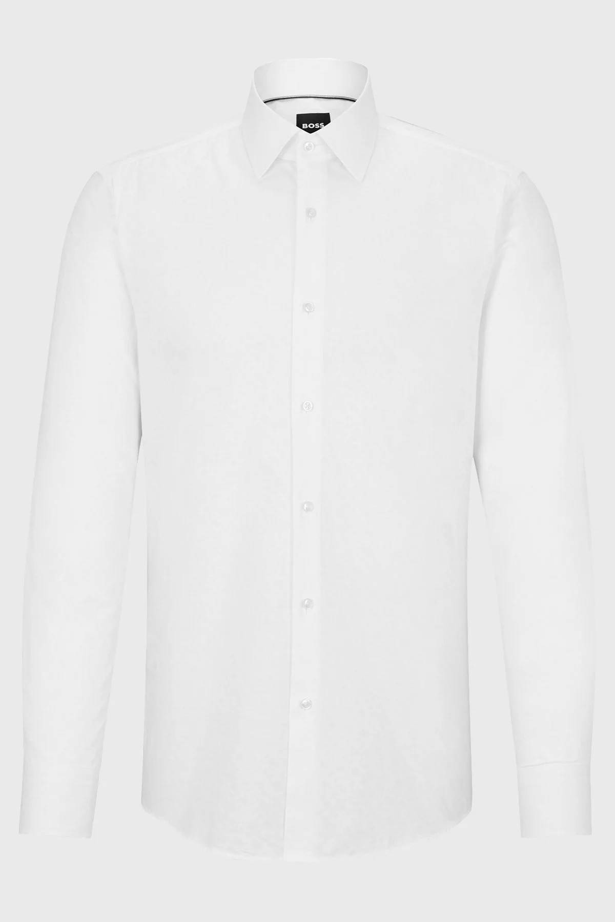 Boss Jakarlı Monogram Logolu Uzun Kollu Slim Fit Erkek Gömlek 50473310 100 BEYAZ - 6