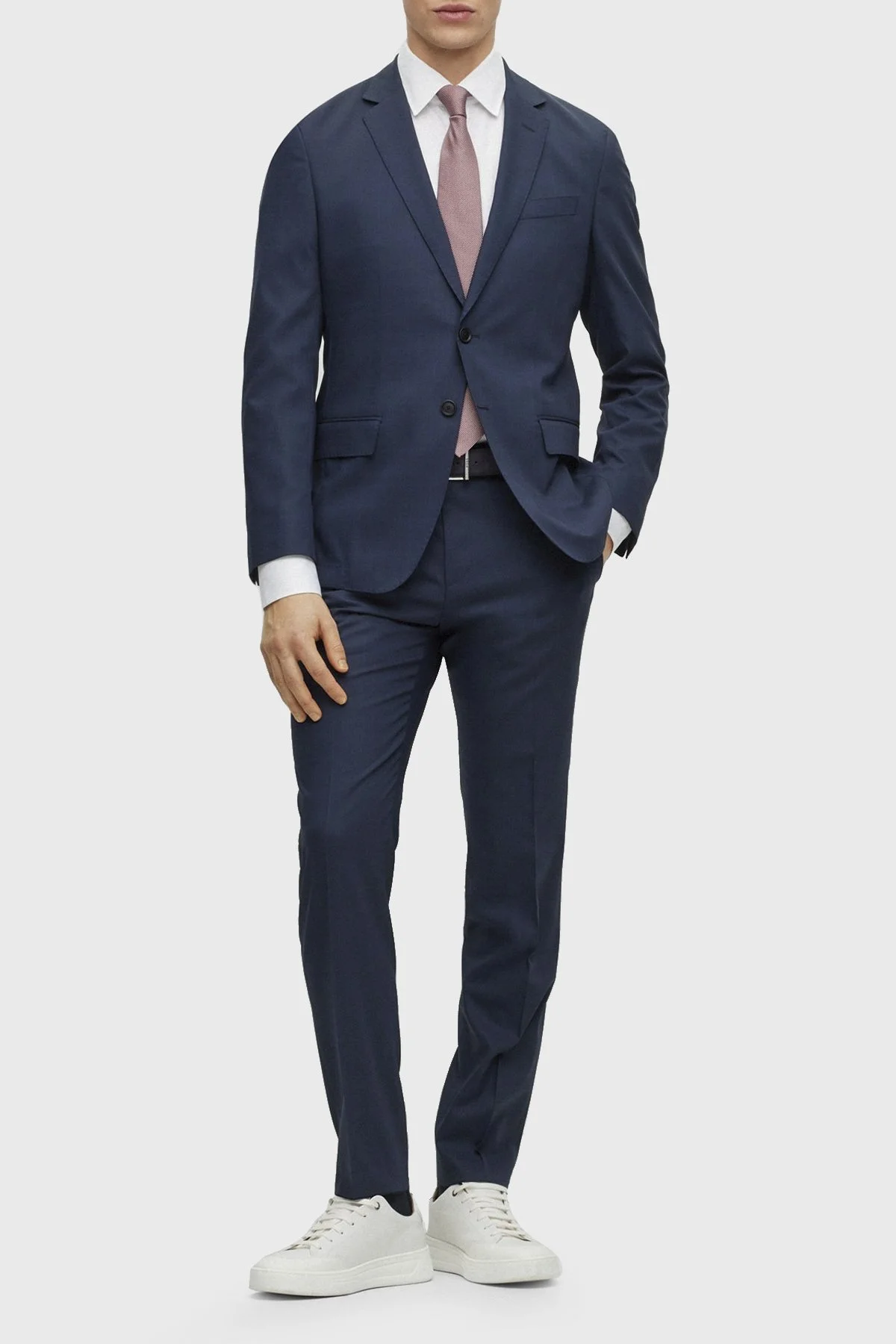 Boss Jakarlı Monogram Logolu Uzun Kollu Slim Fit Erkek Gömlek 50473310 100 BEYAZ - 2