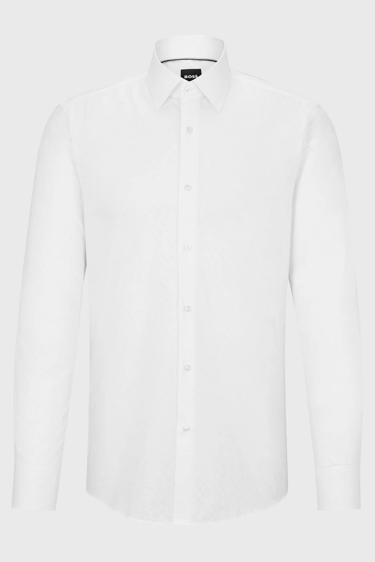 Boss Jakarlı Monogram Logolu Uzun Kollu Slim Fit Erkek Gömlek 50473310 100 BEYAZ - 6