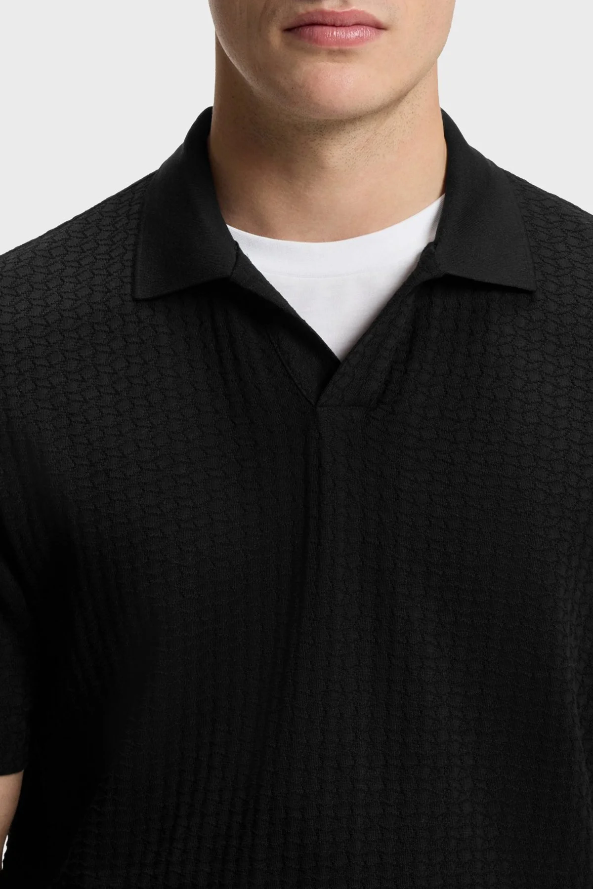 Boss Jakarlı Pamuklu Regular Fit Kısa Kollu V Yaka Erkek Polo 50561203 001 SİYAH - 4