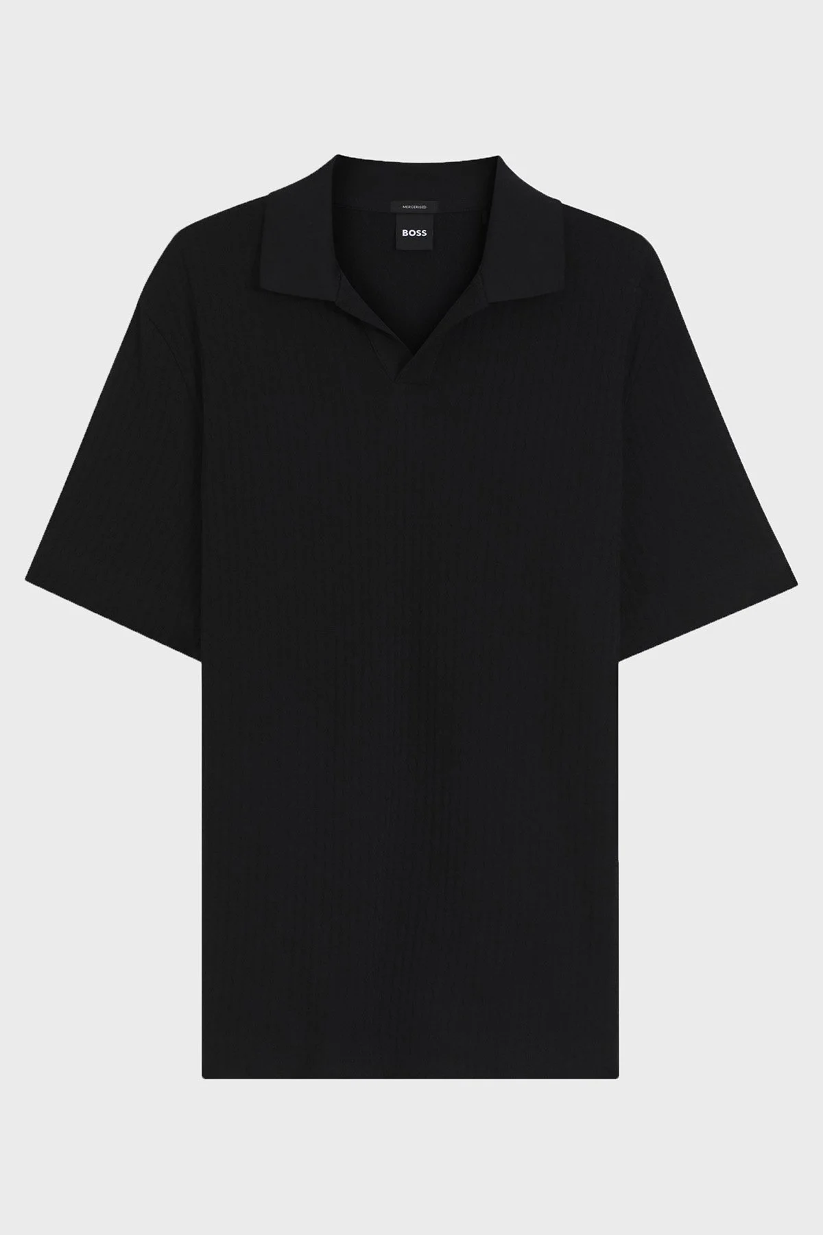 Boss Jakarlı Pamuklu Regular Fit Kısa Kollu V Yaka Erkek Polo 50561203 001 SİYAH - 5