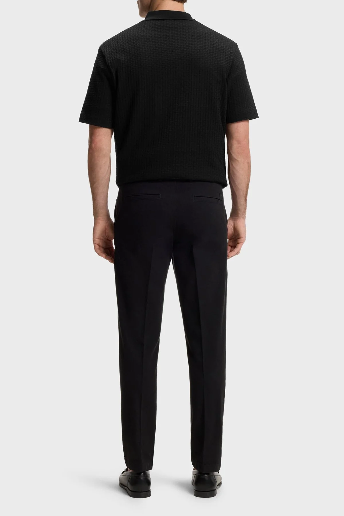 Boss Jakarlı Pamuklu Regular Fit Kısa Kollu V Yaka Erkek Polo 50561203 001 SİYAH - 3