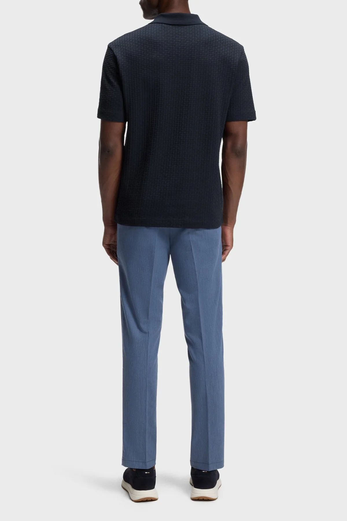 Boss Jakarlı Pamuklu Regular Fit Kısa Kollu V Yaka Erkek Polo 50561203 404 LACİVERT - 3