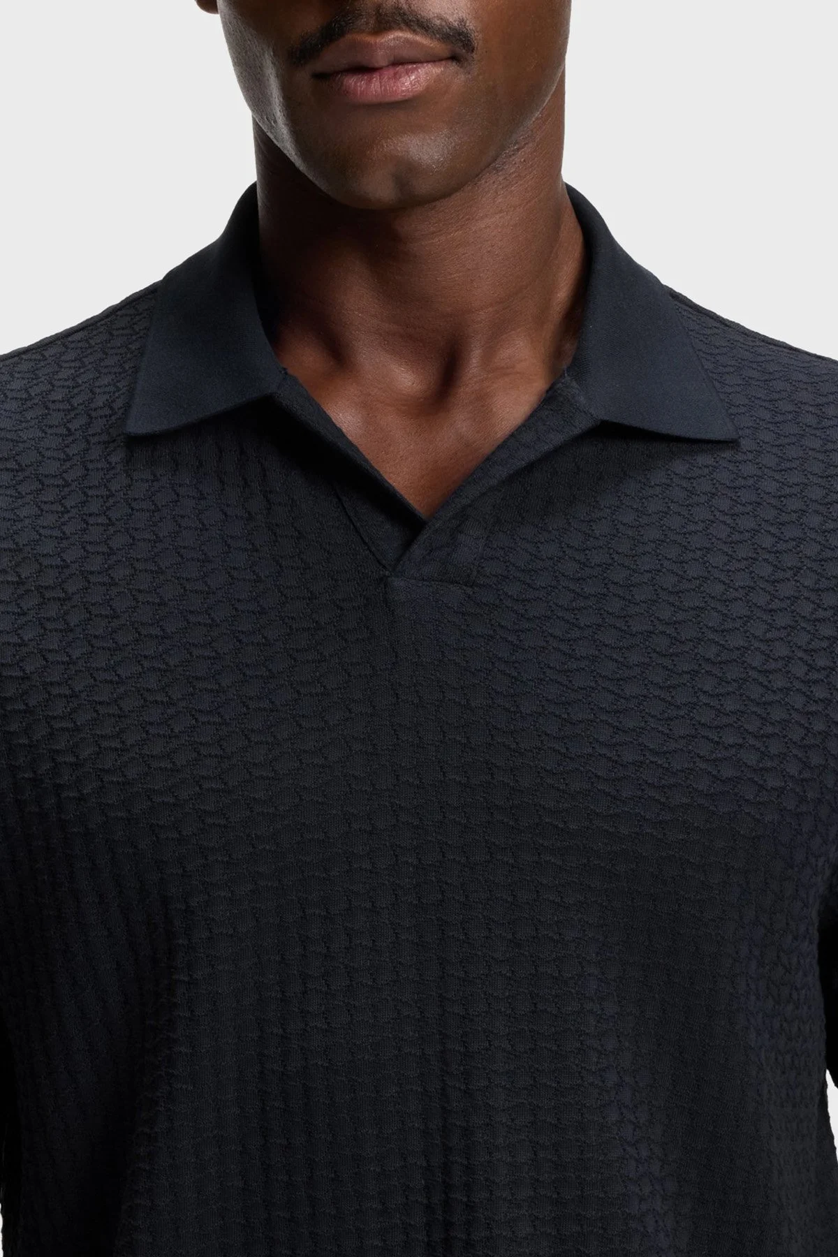 Boss Jakarlı Pamuklu Regular Fit Kısa Kollu V Yaka Erkek Polo 50561203 404 LACİVERT - 4