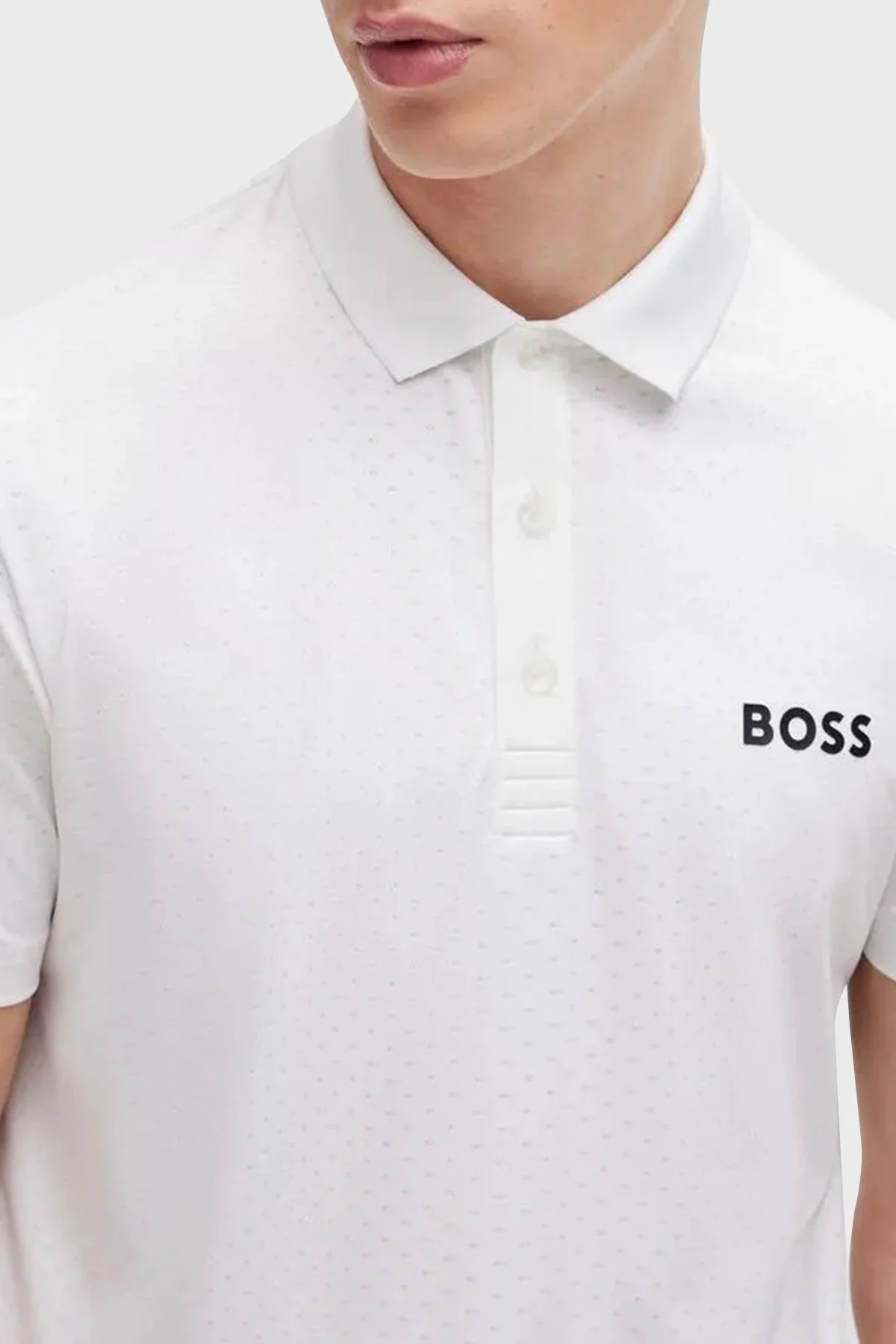Boss Jakarlı Regular Fit Düğmeli Erkek Polo Yaka T Shirt 50513007 100 BEYAZ - 4