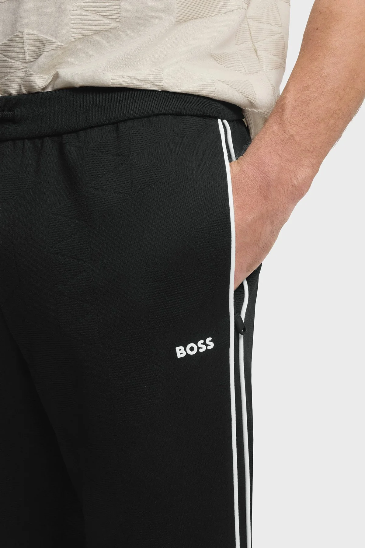 Boss Jakarlı Relaxed Fit Lastikli Paça Erkek Pantolon 50566815 001 Siyah - 4