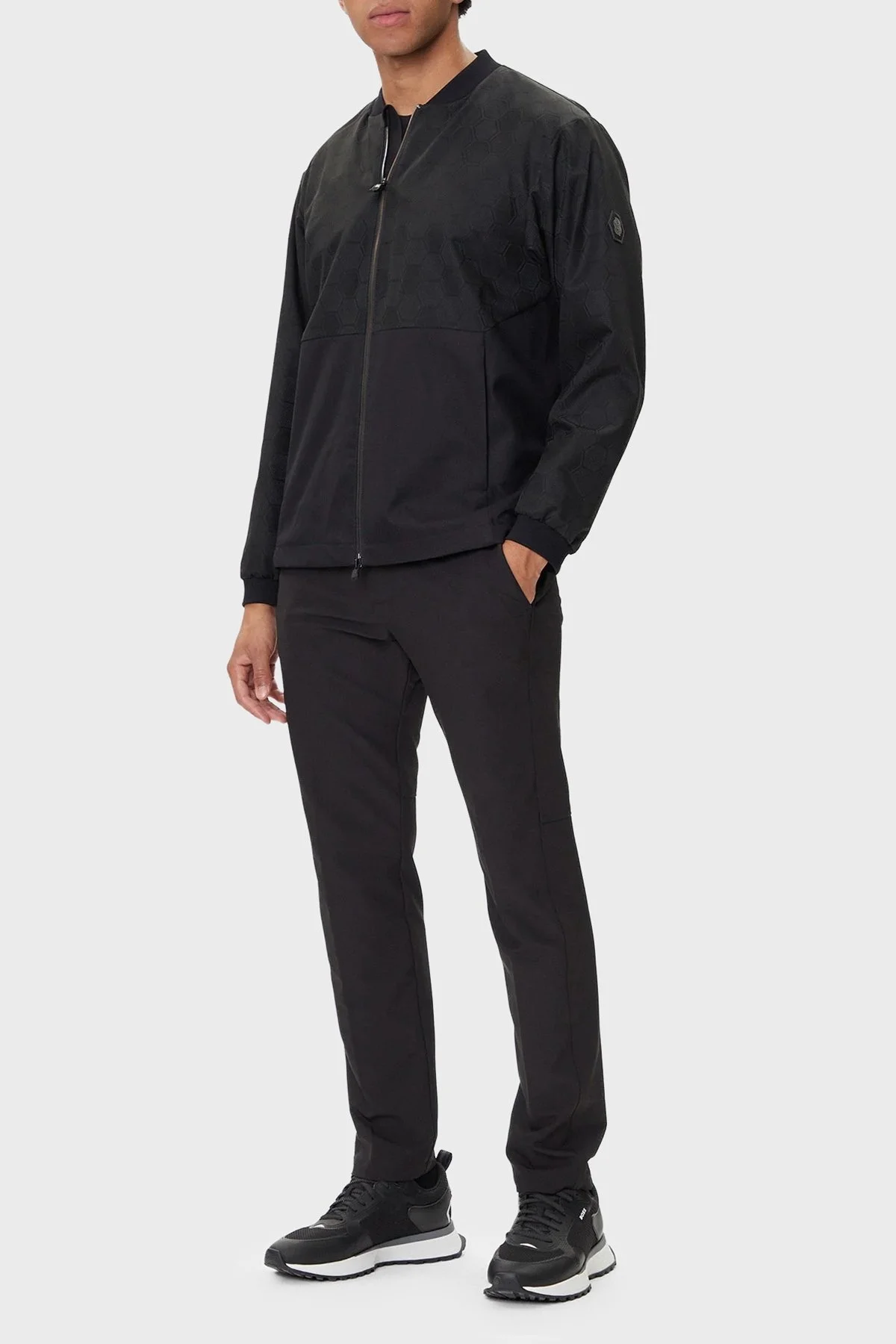 Boss Jakarlı Su İtici Regular Fit Kolej Yaka Bomber Erkek Ceket 50547181 001 SİYAH - 2