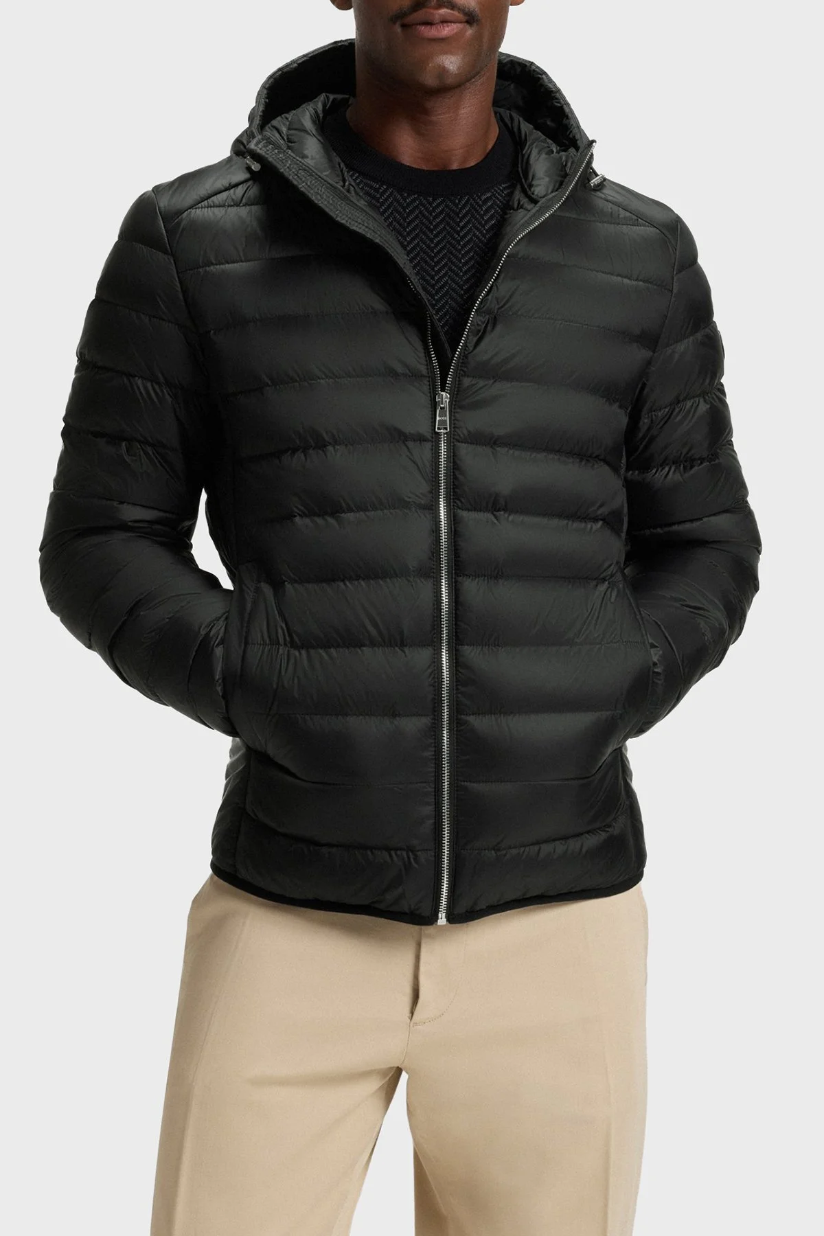 Boss Kapitoneli Kuş Tüyü Dolgulu Regular Fit Çıkarılabilir Kapüşonlu Şişme Erkek Mont 50540450 001 SİYAH - 1