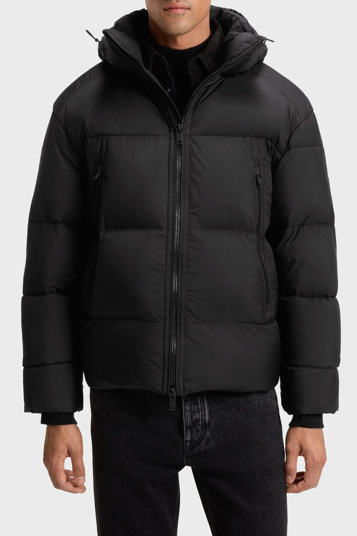 Boss Kapitoneli Oversize Fit Çıkarılabilir Kapüşonlu Şişme Erkek Mont 50543618 001 SİYAH - 1