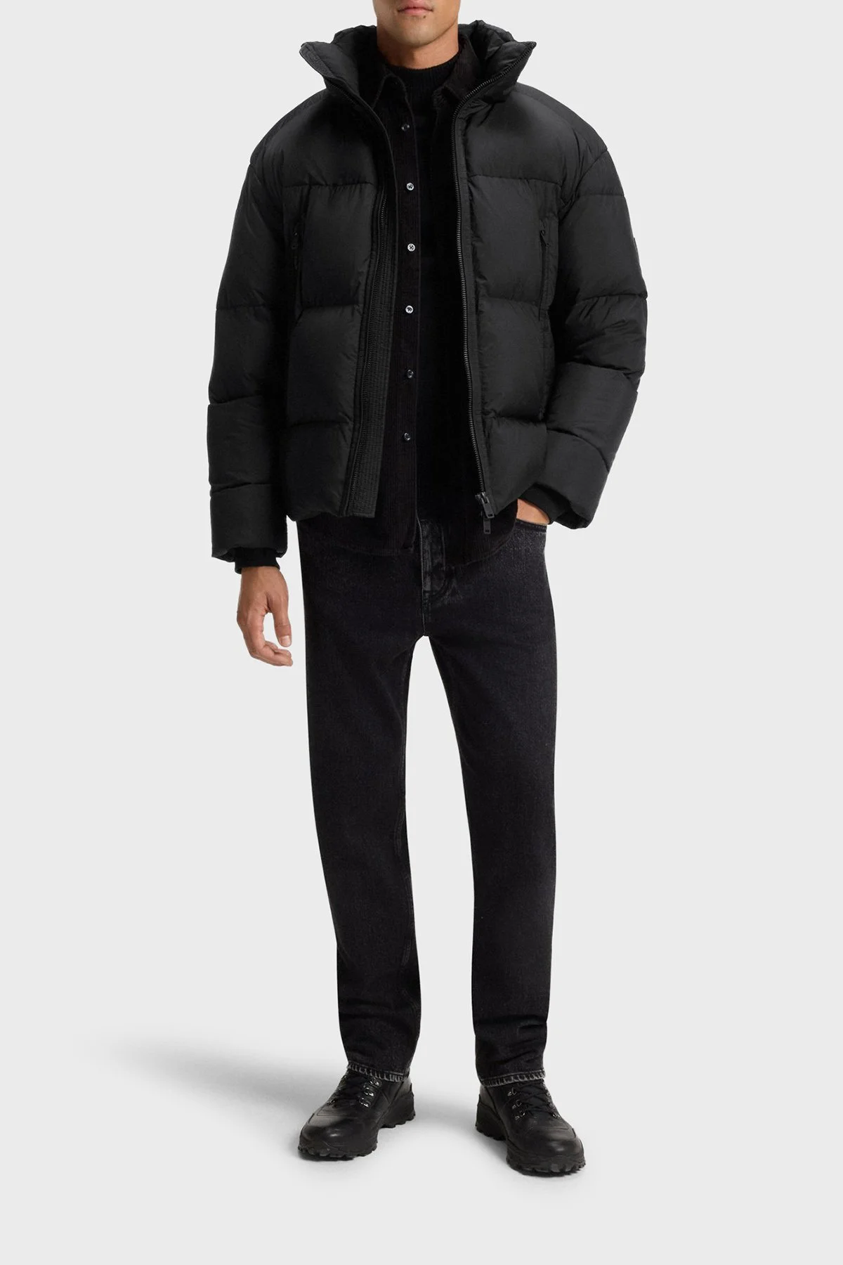 Boss Kapitoneli Oversize Fit Çıkarılabilir Kapüşonlu Şişme Erkek Mont 50543618 001 SİYAH - 2