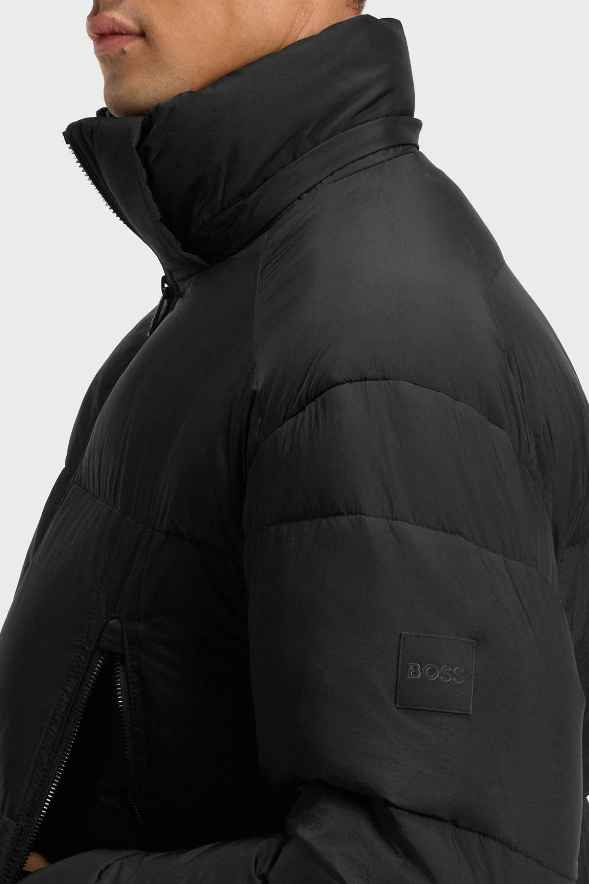 Boss Kapitoneli Oversize Fit Çıkarılabilir Kapüşonlu Şişme Erkek Mont 50543618 001 SİYAH - 5