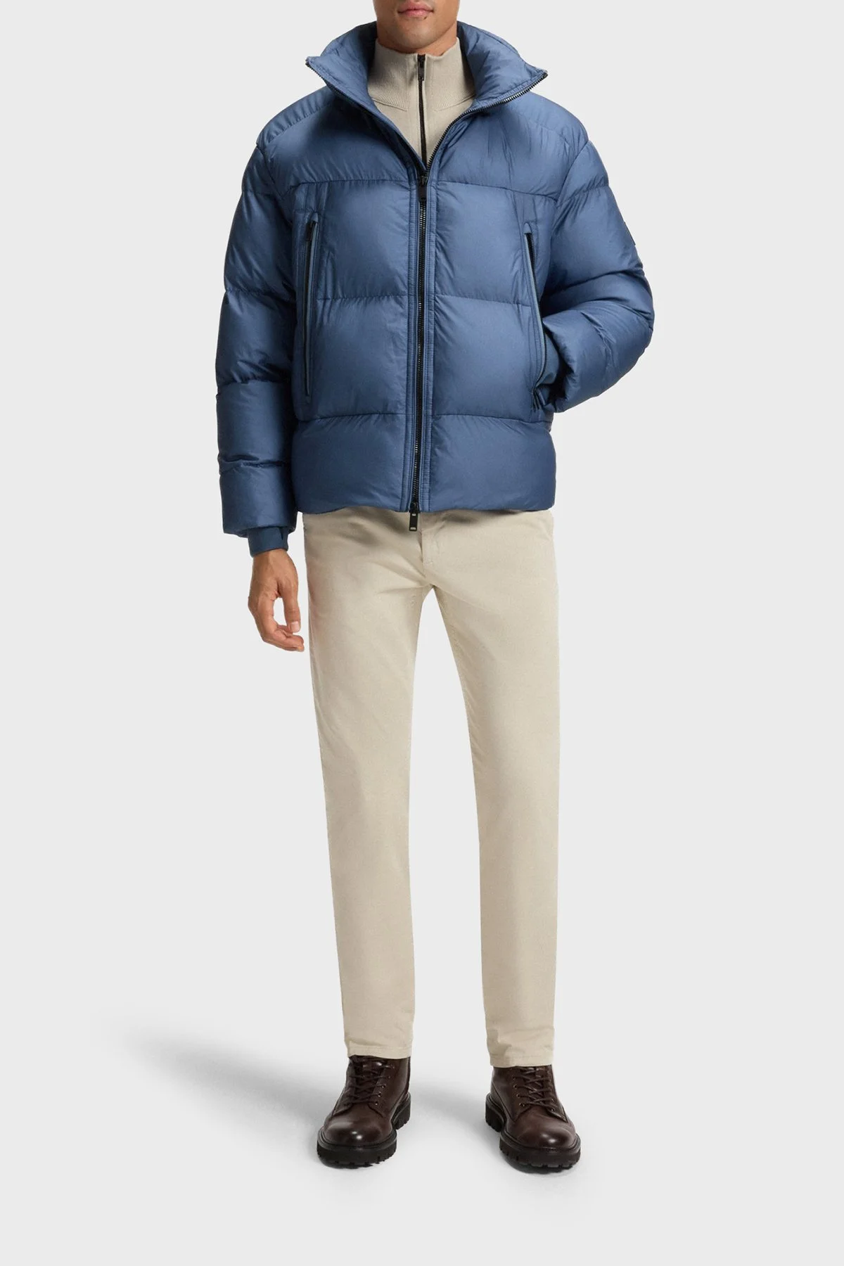 Boss Kapitoneli Oversize Fit Çıkarılabilir Kapüşonlu Şişme Erkek Mont 50543618 495 MAVİ - 2
