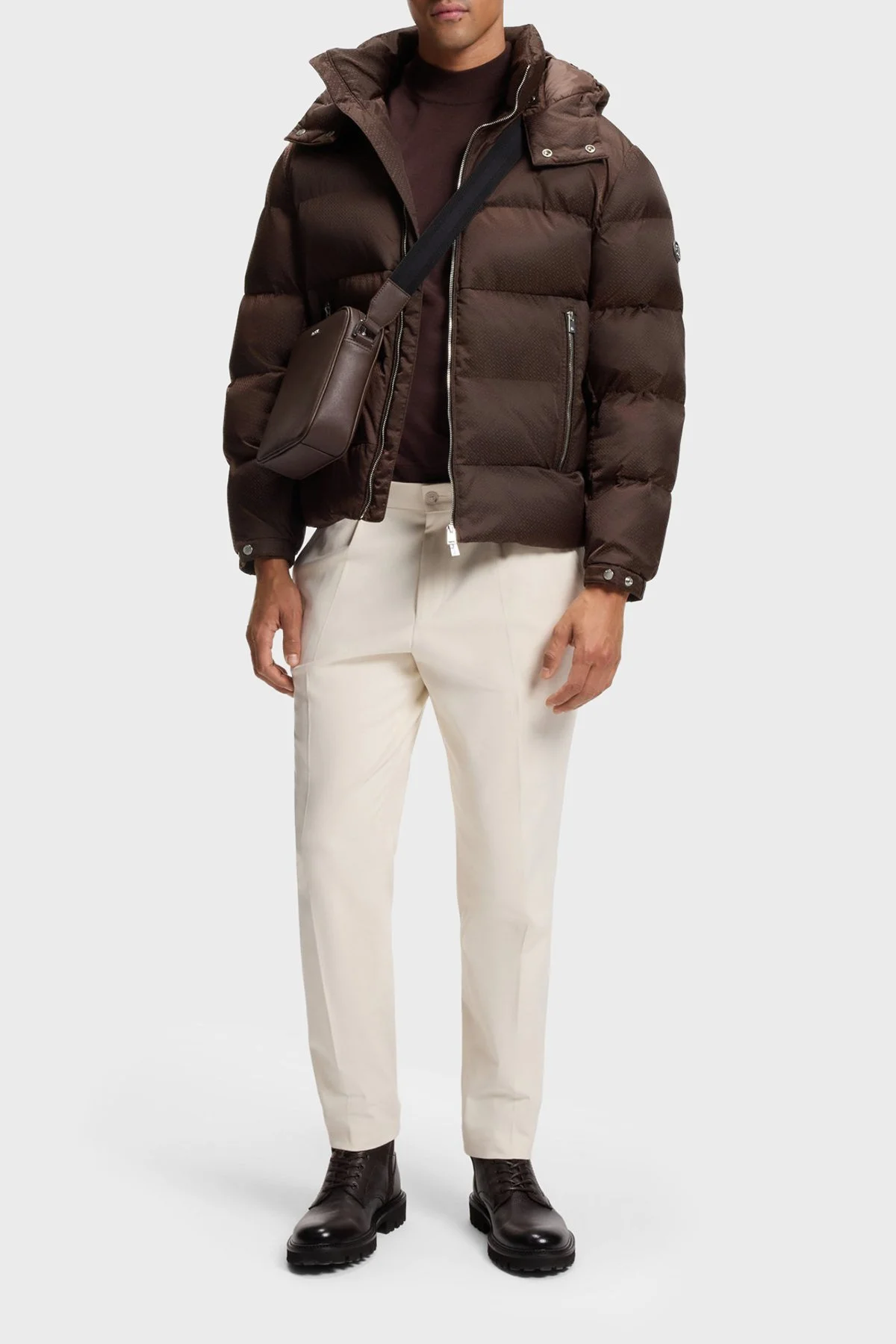 Boss Kapitoneli Regular Fit Çıkarılabilir Kapüşonlu Şişme Erkek Mont 50565112 209 Kahve - 2