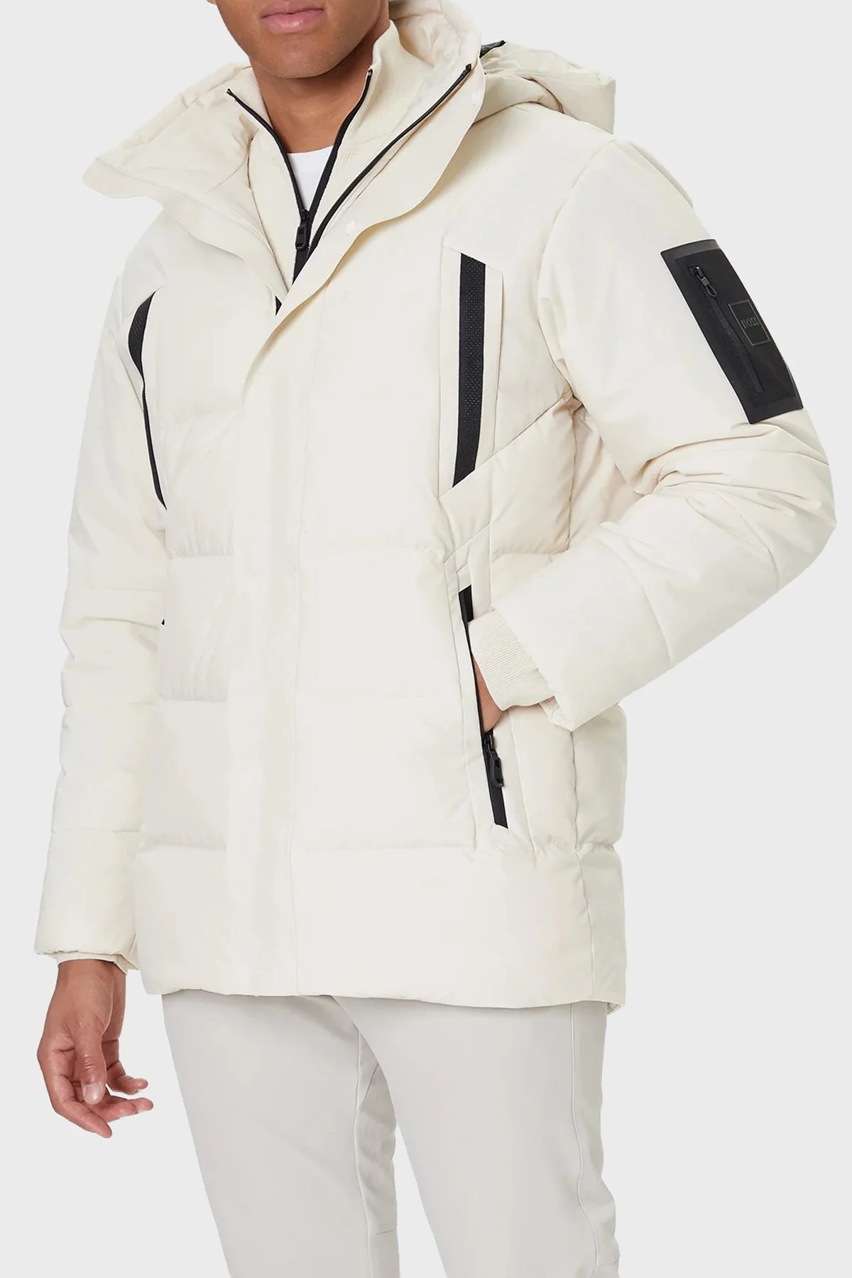 Boss Kapitoneli Regular Fit Çıkarılabilir Kapüşonlu Su İtici Parka Erkek Mont 50547262 131 BEJ - 1