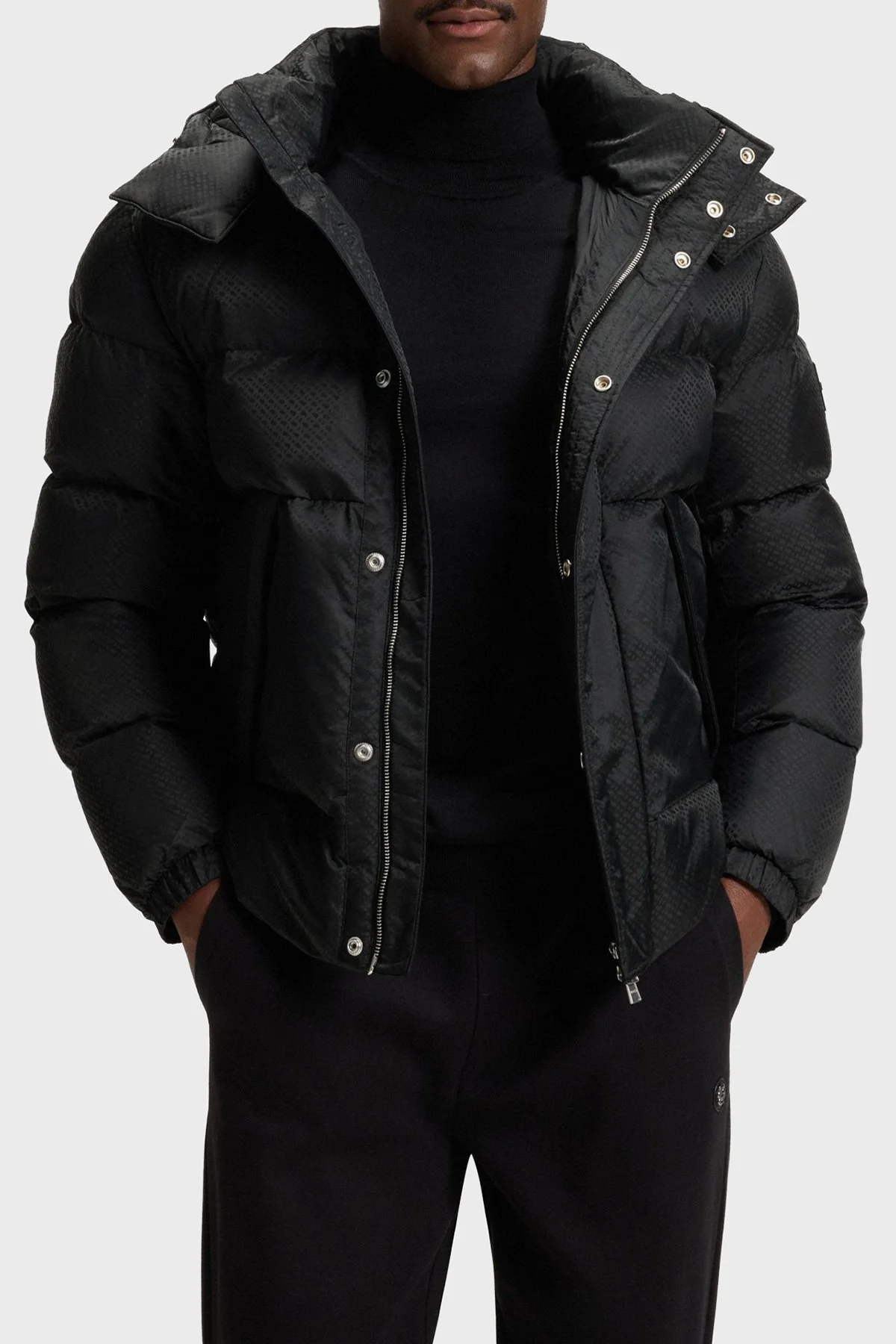 Boss Kapitoneli Regular Fit Çıkarılabilir Kapüşonlu Su İtici Şişme Erkek Mont 50548727 001 SİYAH - 1