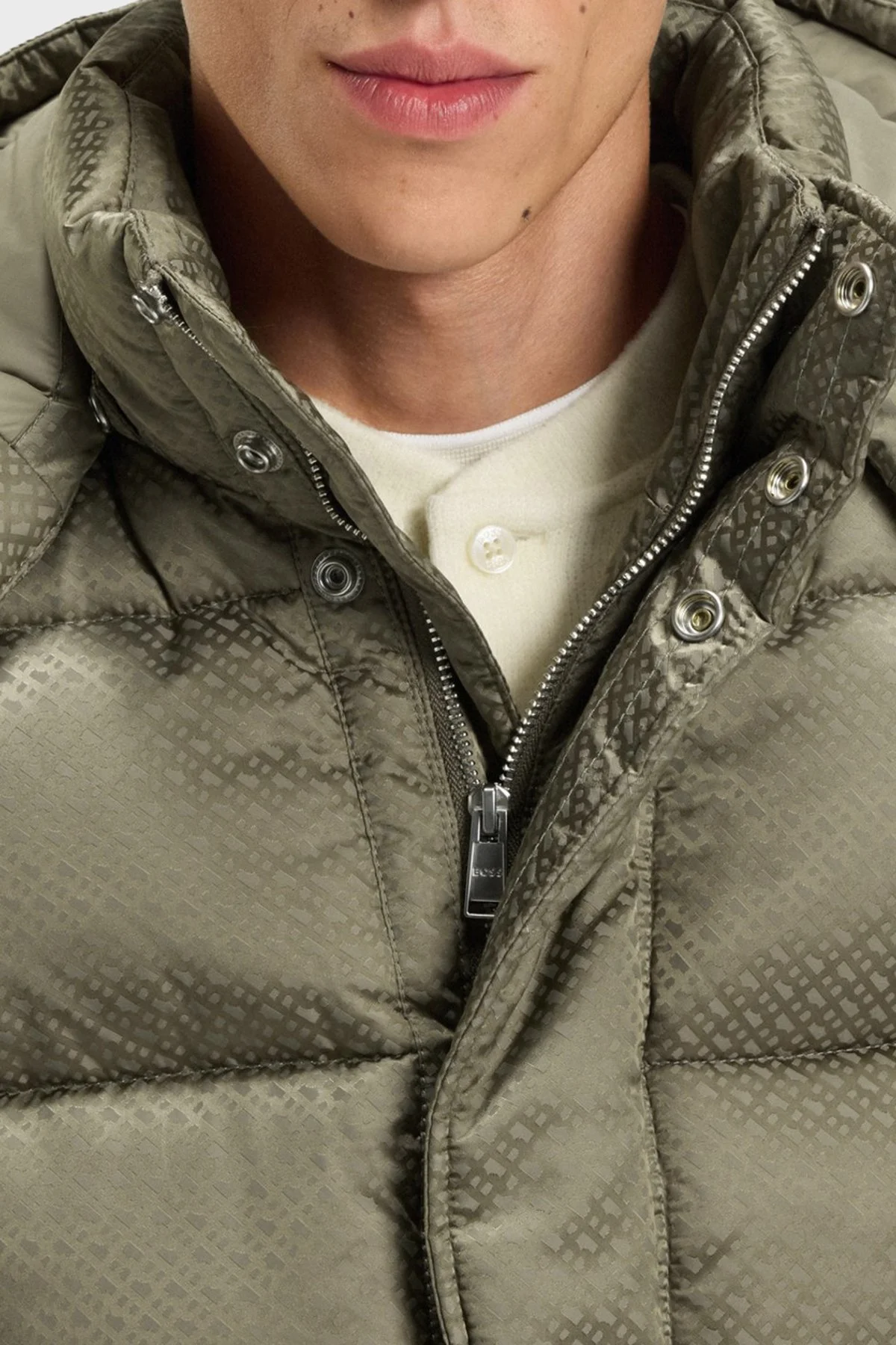 Boss Kapitoneli Regular Fit Çıkarılabilir Kapüşonlu Su İtici Şişme Erkek Mont 50548727 245 HAKİ - 3