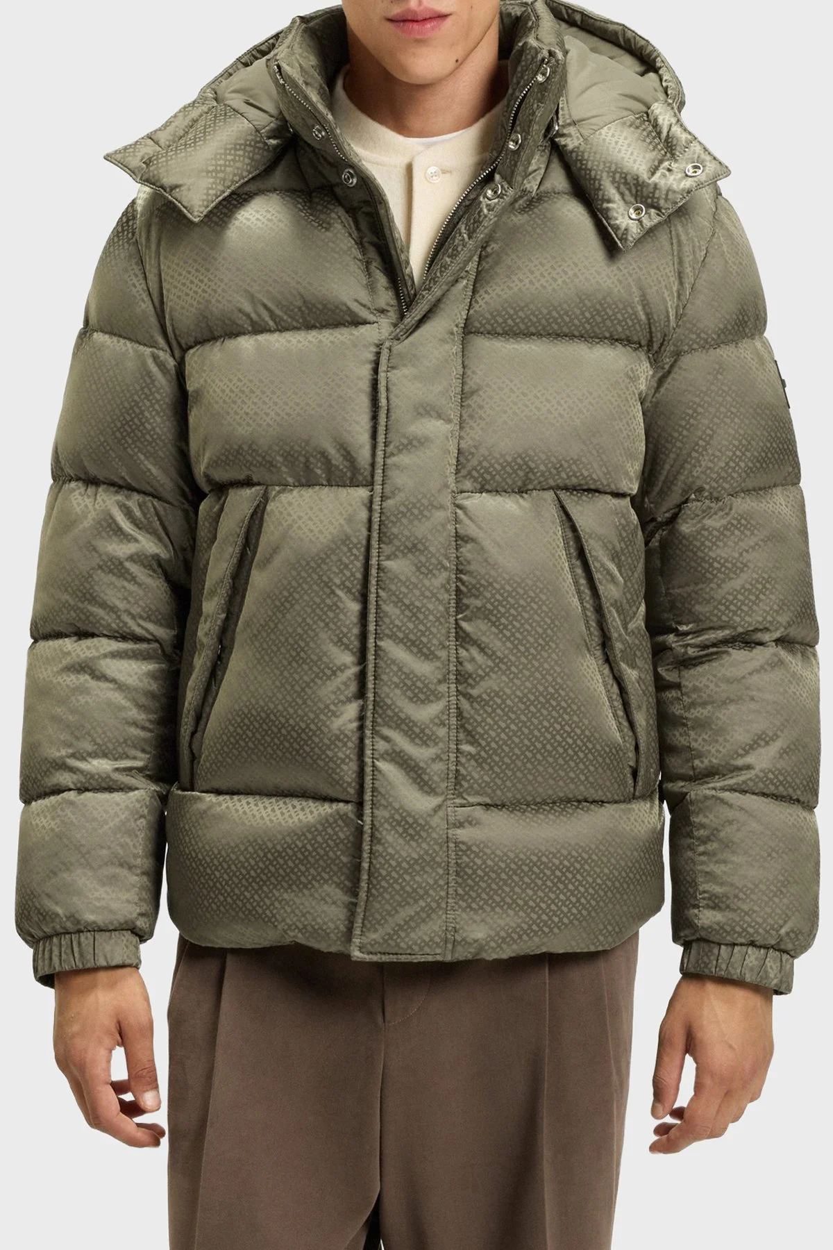 Boss Kapitoneli Regular Fit Çıkarılabilir Kapüşonlu Su İtici Şişme Erkek Mont 50548727 245 HAKİ - 1