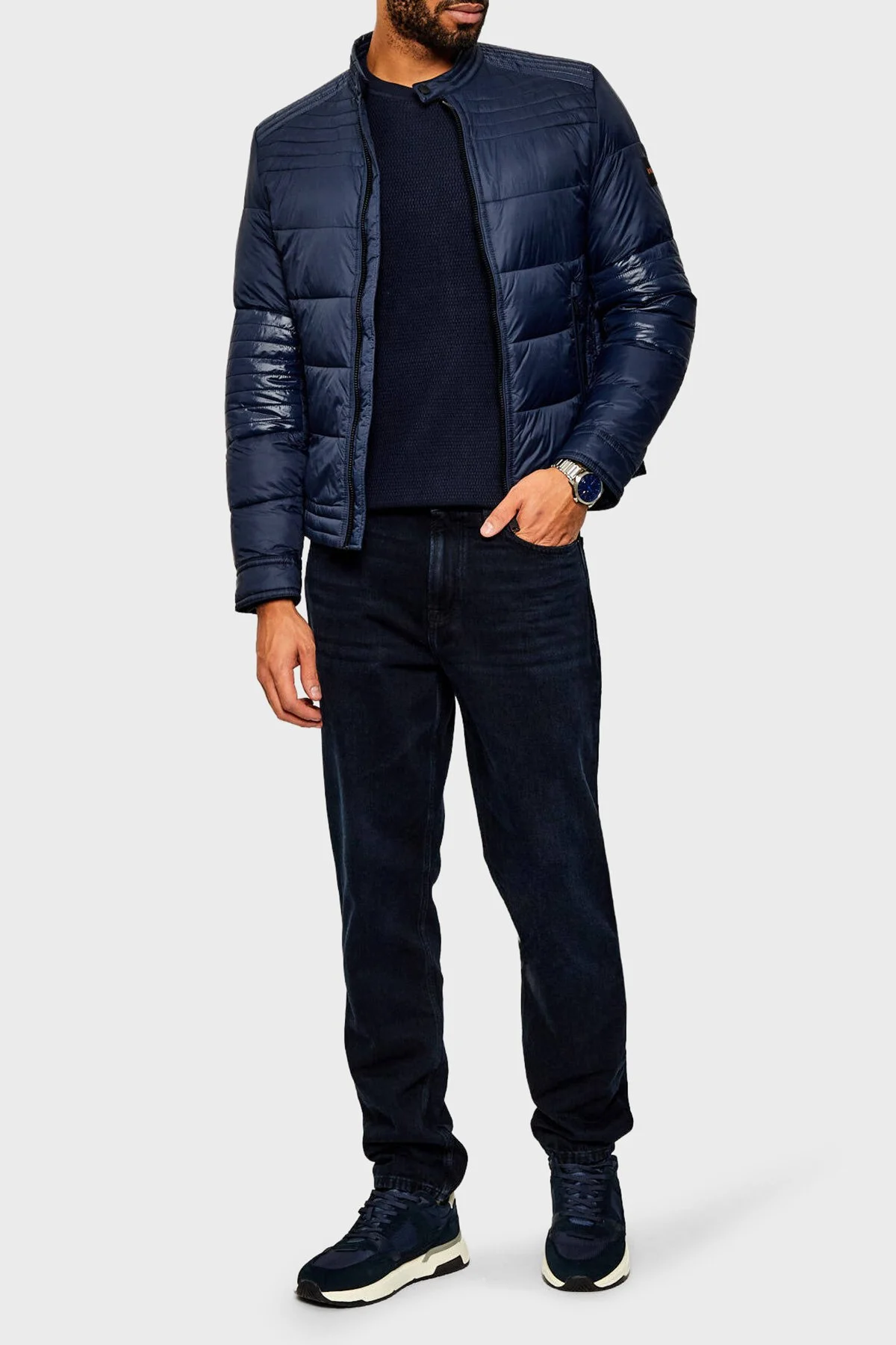 Boss Kapitoneli Regular Fit Dik Yaka Erkek Mont 50543624 404 LACİVERT - 2