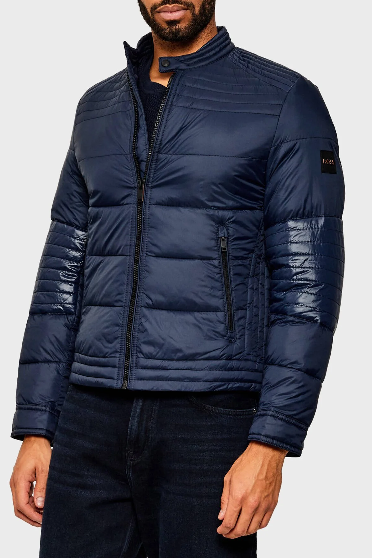 Boss Kapitoneli Regular Fit Dik Yaka Erkek Mont 50543624 404 LACİVERT - 1