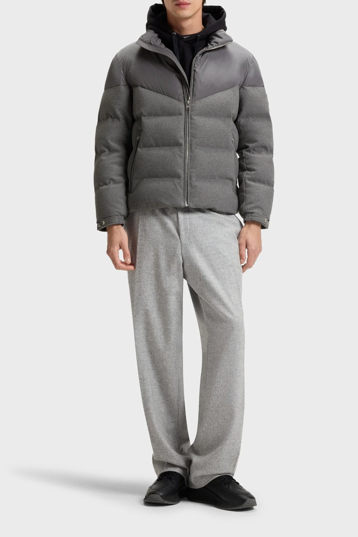 Boss Kapitoneli Regular Fit Dik Yaka Su Geçirmez Şişme Erkek Mont 50548810 030 GRİ - 2