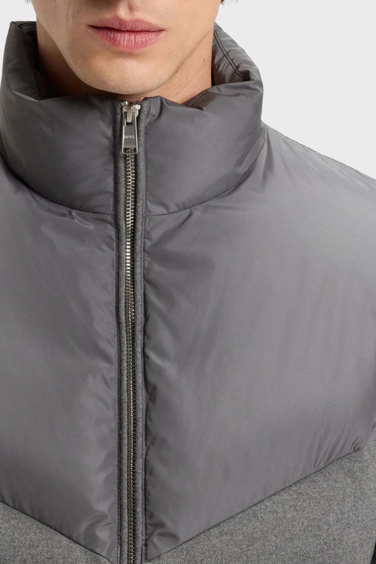 Boss Kapitoneli Regular Fit Dik Yaka Su Geçirmez Şişme Erkek Mont 50548810 030 GRİ - 4