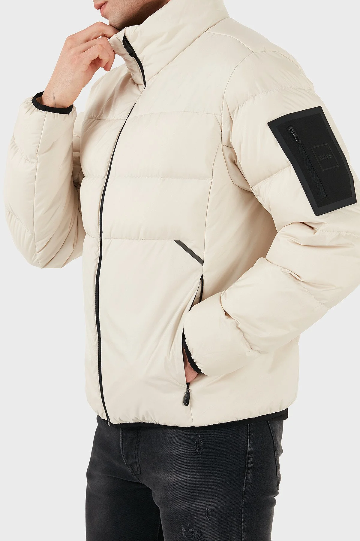 Boss Kapitoneli Regular Fit Dik Yaka Su İtici Şişme Erkek Mont 50544322 131 BEJ - 3