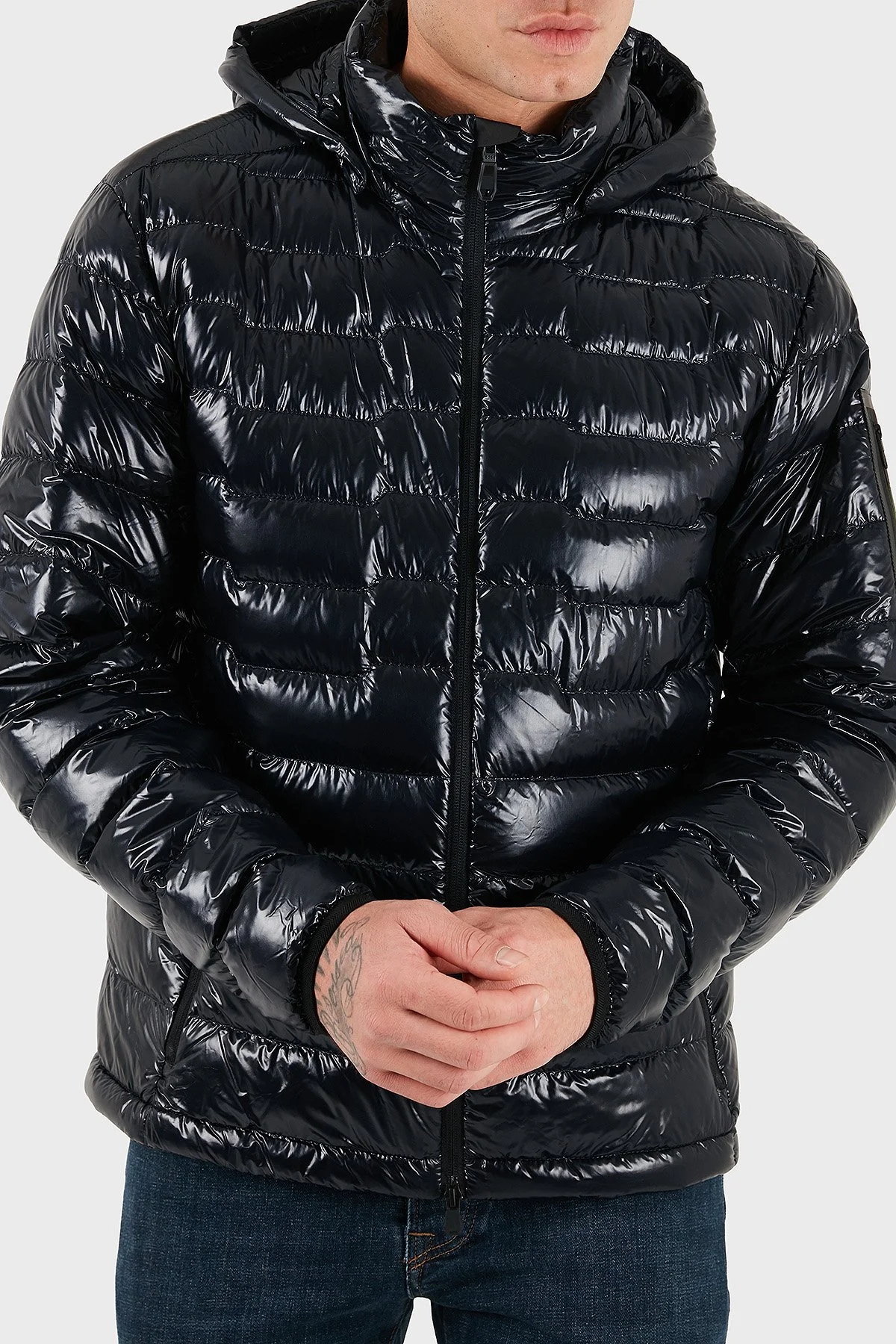 Boss Kapitoneli Regular Fit Kapüşonlu Su İtici Parlak Şişme Erkek Mont 50548790 402 LACİVERT - 5