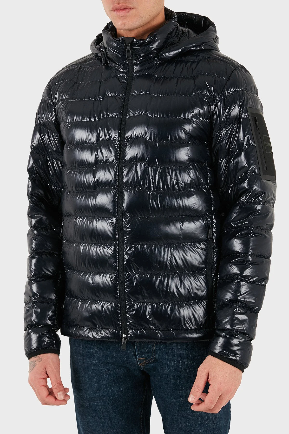 Boss Kapitoneli Regular Fit Kapüşonlu Su İtici Parlak Şişme Erkek Mont 50548790 402 LACİVERT - 1
