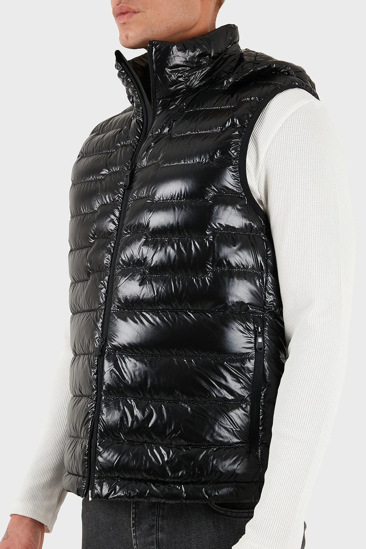 Boss Kapitoneli Regular Fit Kapüşonlu Su İtici Parlak Şişme Erkek Yelek 50548848 001 SİYAH - 7