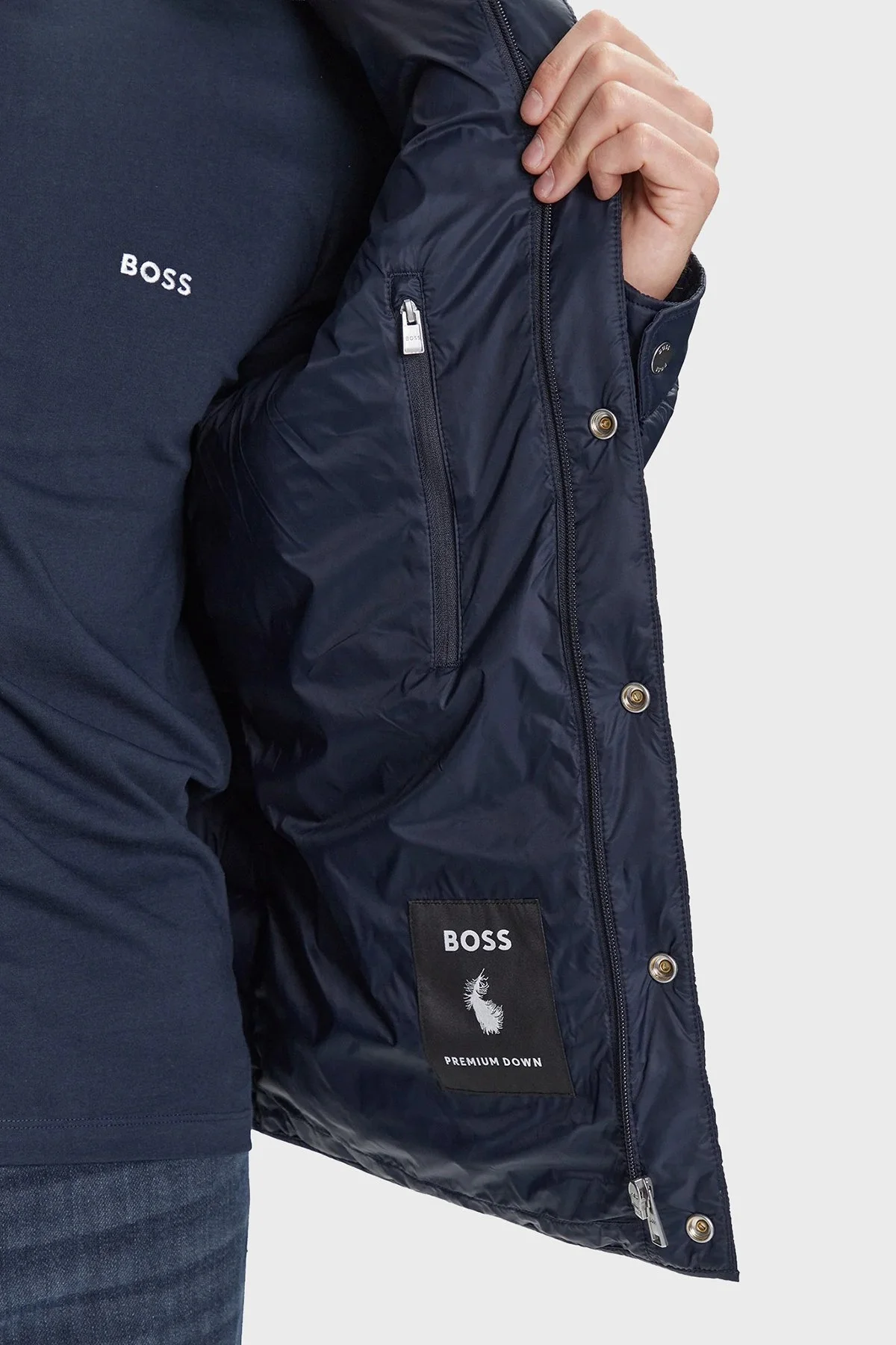 Boss Kapitoneli Regular Fit Kuş Tüyü Dolgulu Su İtici Şişme Erkek Mont 50540456 404 LACİVERT - 4