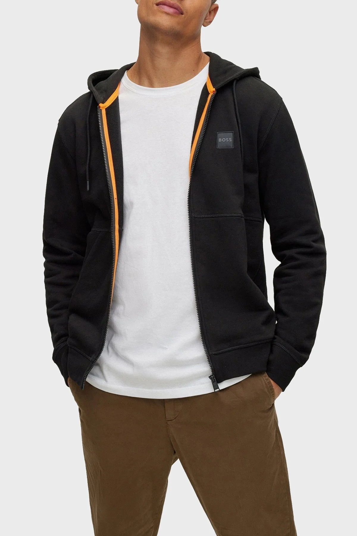 Boss Kapüşonlu Fermuarlı Regular Fit % 100 Pamuk Erkek Sweat 50477003 001 SİYAH - 1