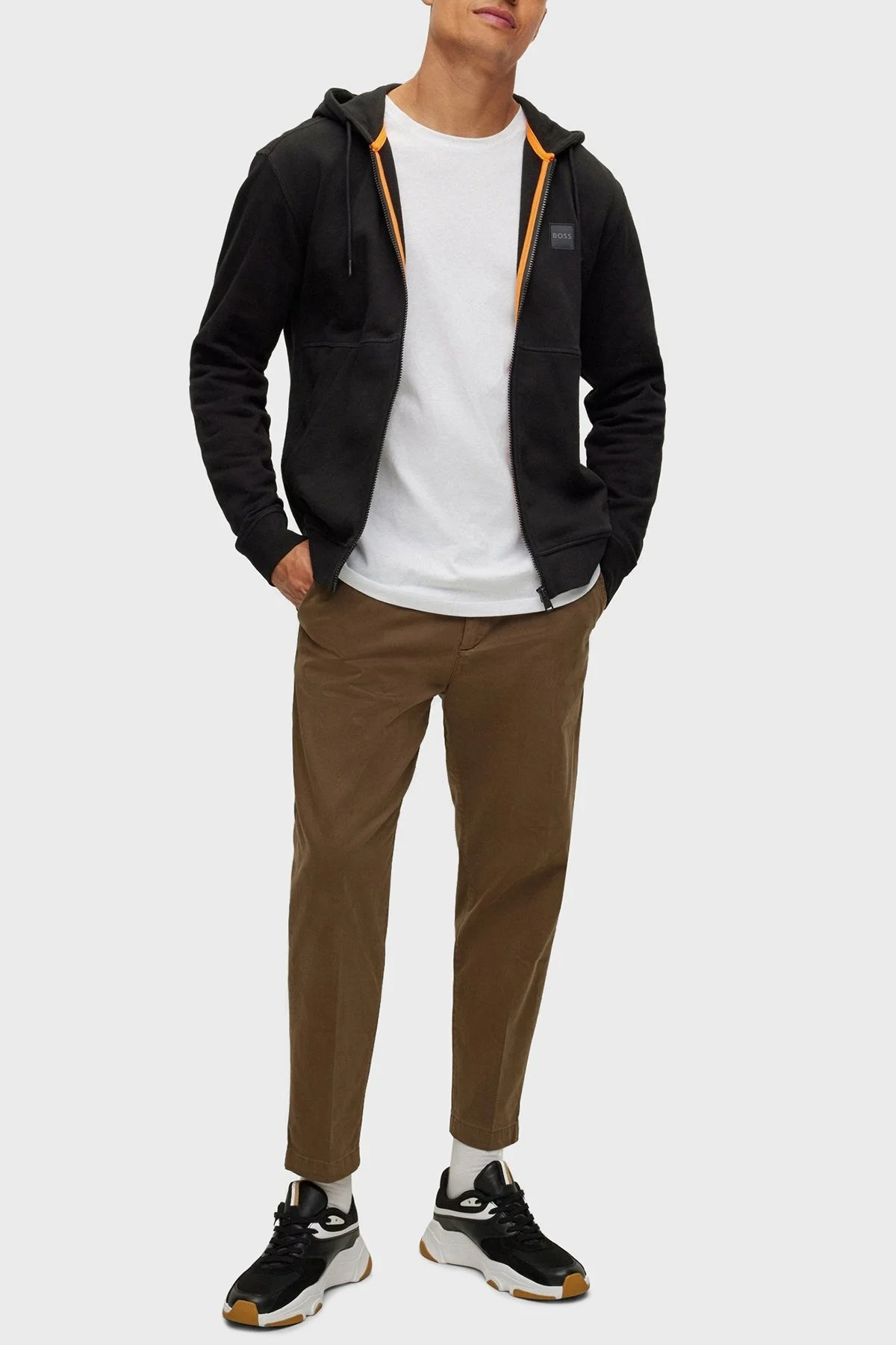 Boss Kapüşonlu Fermuarlı Regular Fit % 100 Pamuk Erkek Sweat 50477003 001 SİYAH - 2