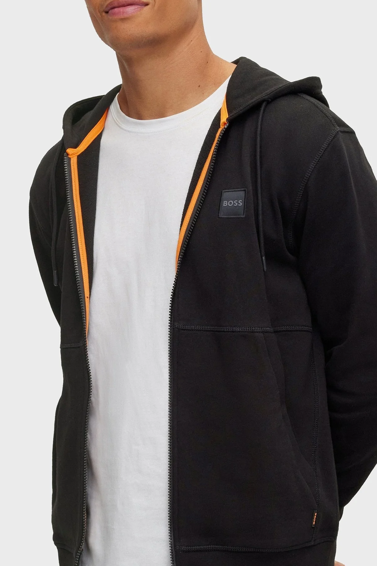 Boss Kapüşonlu Fermuarlı Regular Fit % 100 Pamuk Erkek Sweat 50477003 001 SİYAH - 5