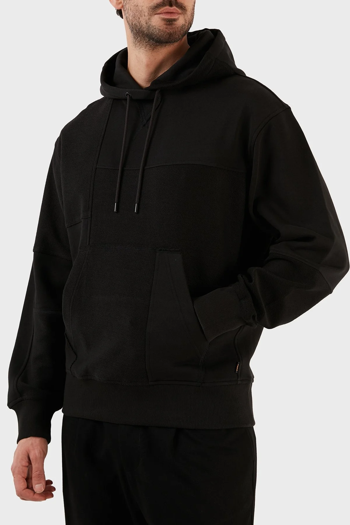 Boss Kapüşonlu Pamuklu Kanguru Cepli Oversize Erkek Sweat 50483461 001 SİYAH - 2