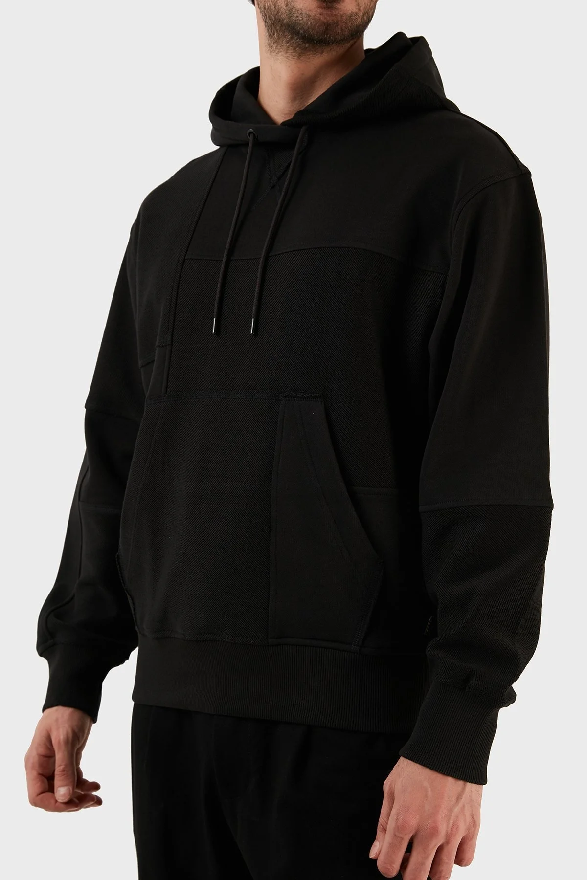 Boss Kapüşonlu Pamuklu Kanguru Cepli Oversize Erkek Sweat 50483461 001 SİYAH - 4