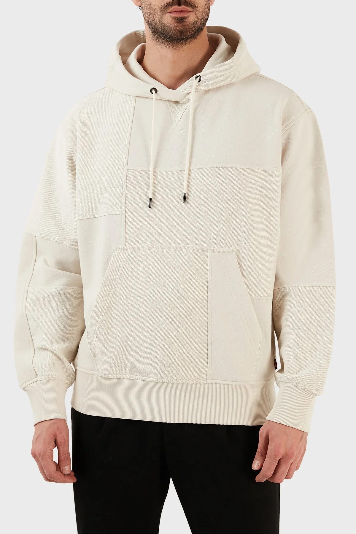 Boss Kapüşonlu Pamuklu Kanguru Cepli Oversize Erkek Sweat 50483461 131 BEJ - 1