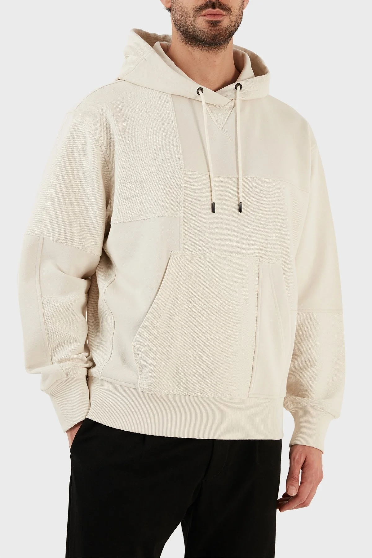 Boss Kapüşonlu Pamuklu Kanguru Cepli Oversize Erkek Sweat 50483461 131 BEJ - 3