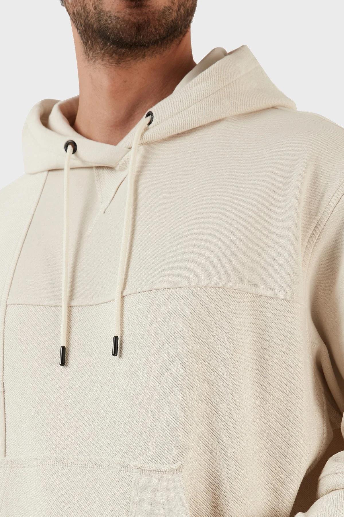 Boss Kapüşonlu Pamuklu Kanguru Cepli Oversize Erkek Sweat 50483461 131 BEJ - 6