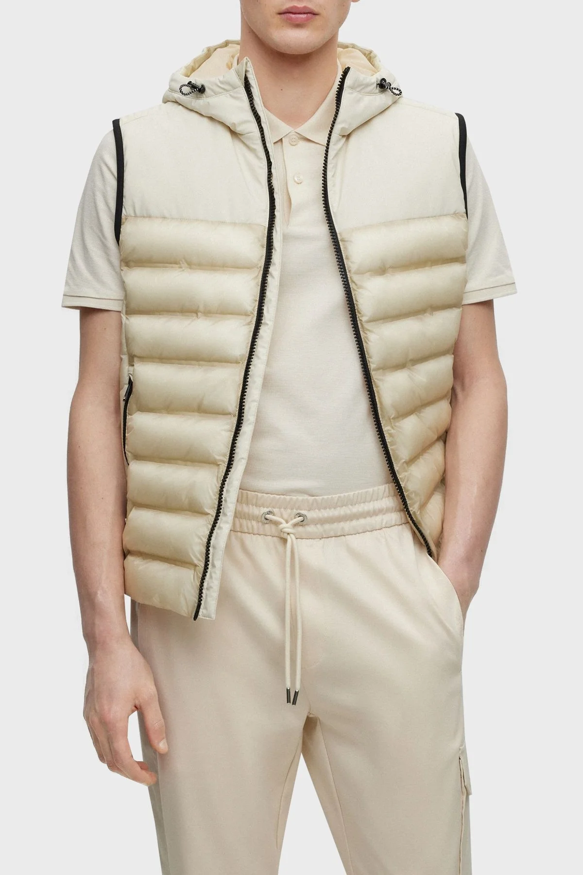 Boss Kapüşonlu Su Geçirmez Kapitone Erkek Yelek 50493685 131 BEYAZ - 6