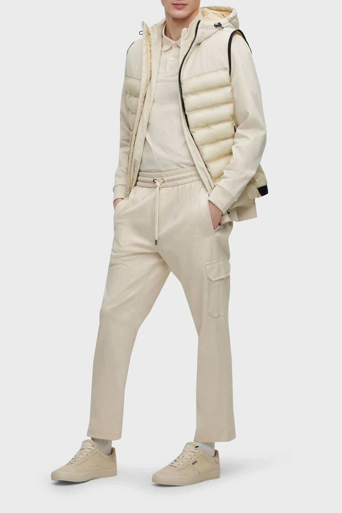 Boss Kapüşonlu Su Geçirmez Kapitone Erkek Yelek 50493685 131 BEYAZ - 9