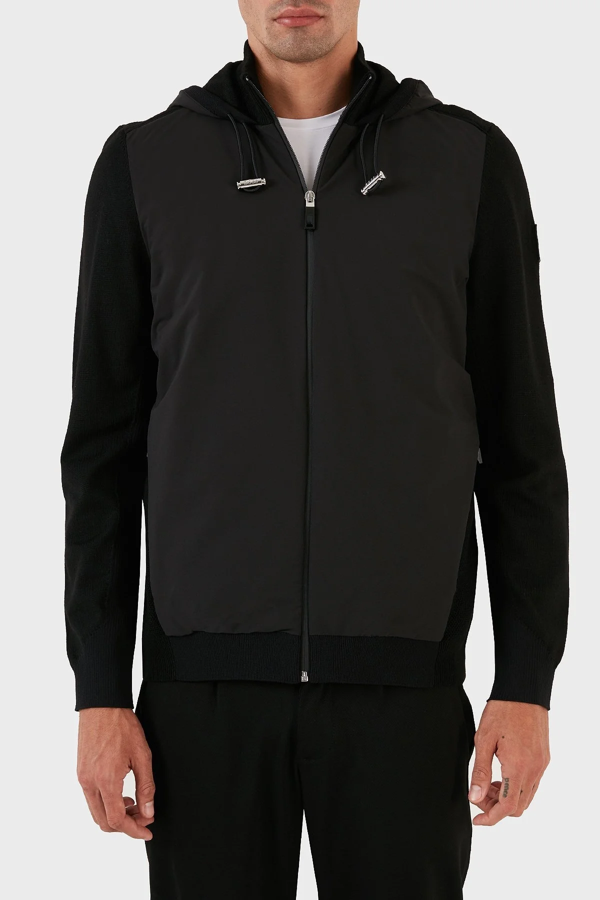 Boss Kapüşonlu Yün Karışımlı Fermuarlı Regular Fit Erkek Sweat 50493794 001 SİYAH - 1