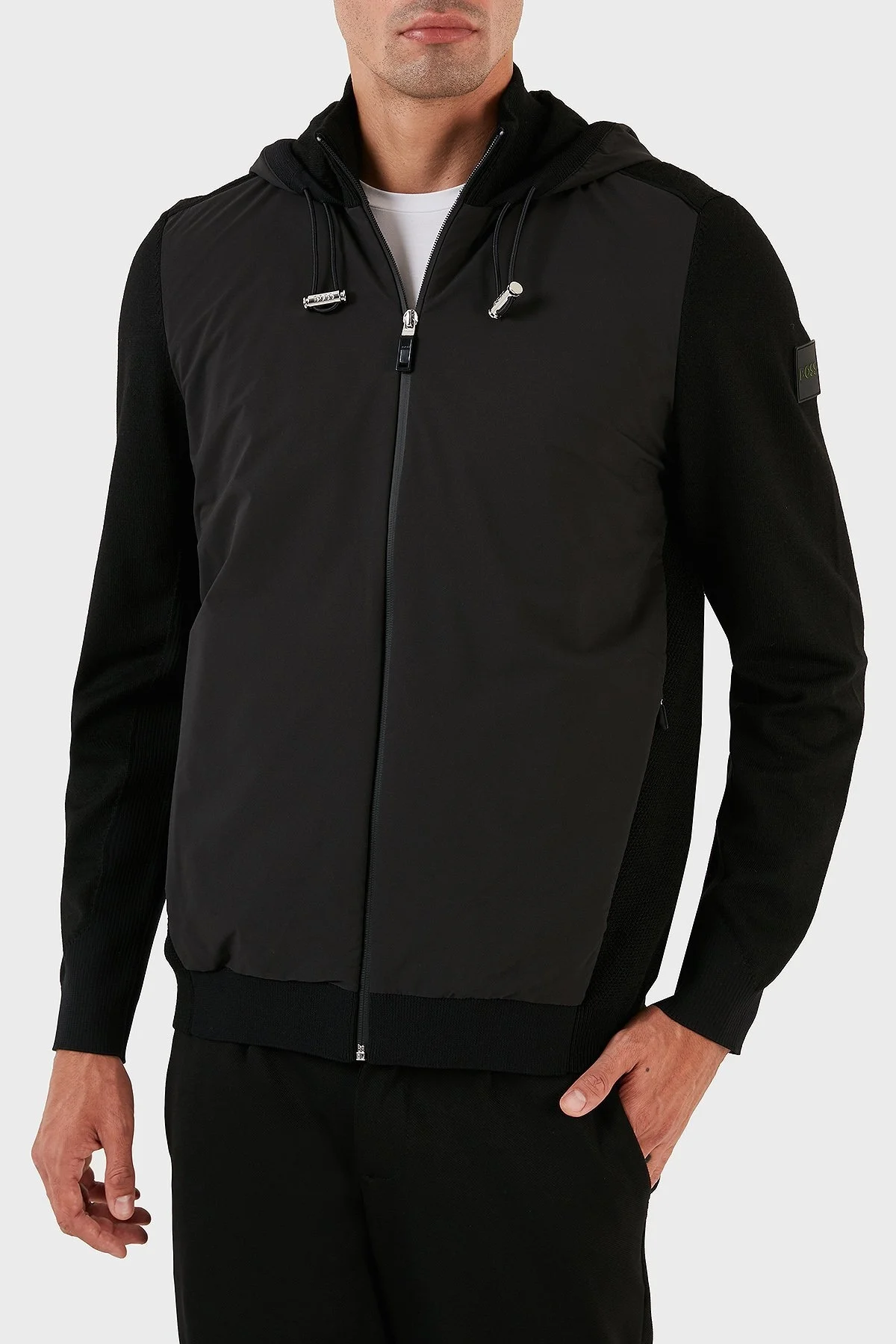 Boss Kapüşonlu Yün Karışımlı Fermuarlı Regular Fit Erkek Sweat 50493794 001 SİYAH - 3