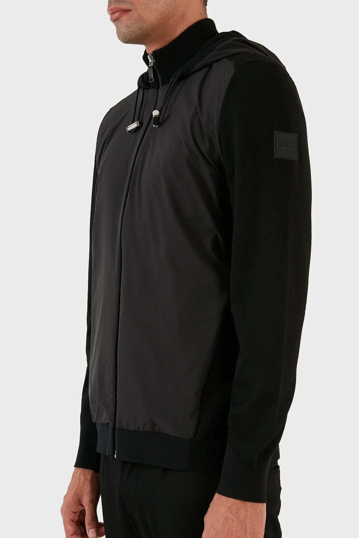 Boss Kapüşonlu Yün Karışımlı Fermuarlı Regular Fit Erkek Sweat 50493794 001 SİYAH - 4