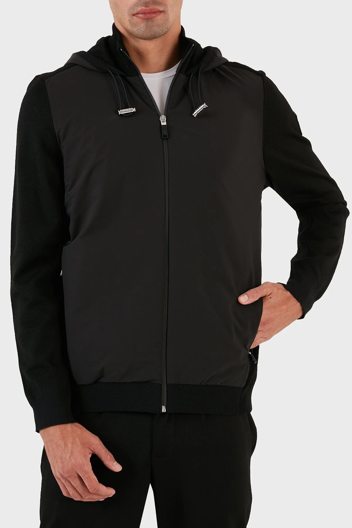 Boss Kapüşonlu Yün Karışımlı Fermuarlı Regular Fit Erkek Sweat 50493794 001 SİYAH - 6