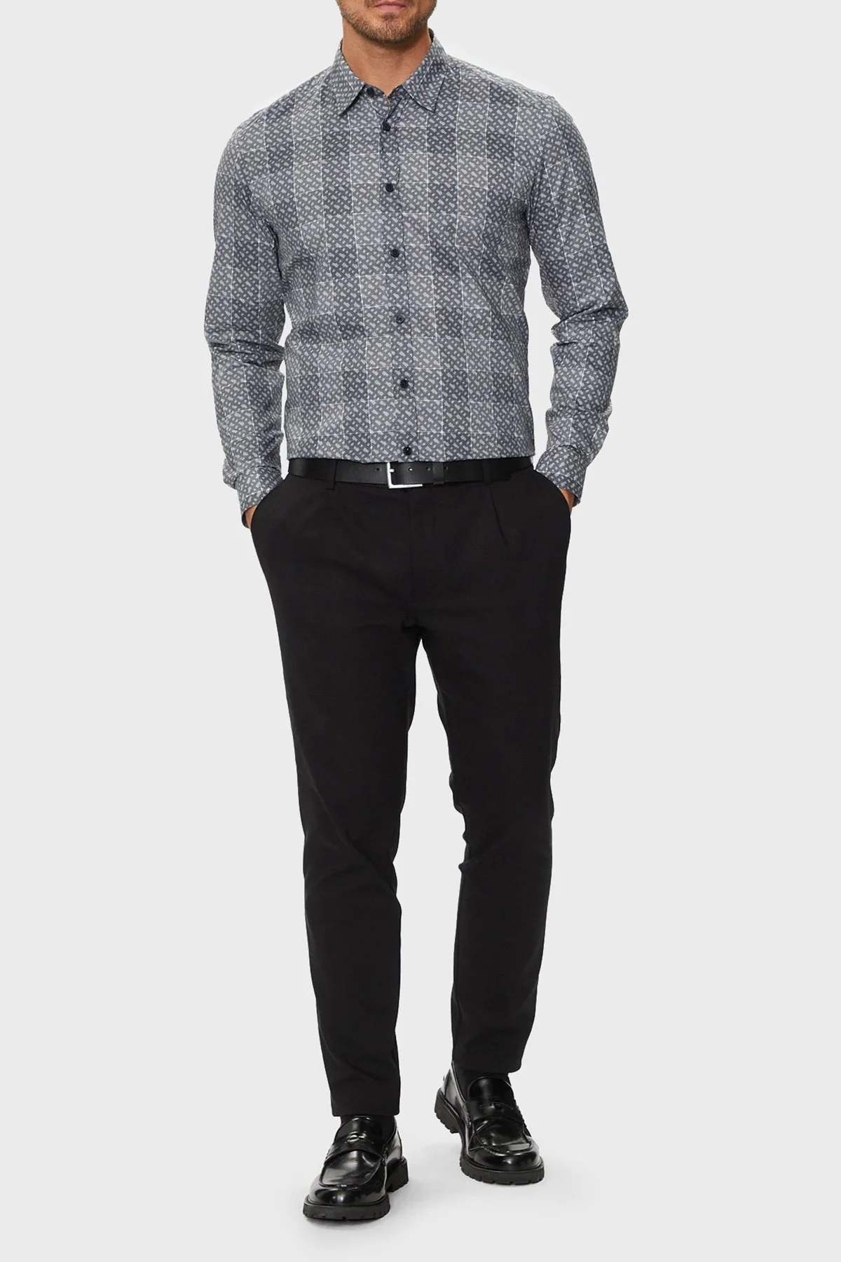 Boss Kareli Pamuklu Regular Fit Erkek Gömlek 50521641 031 GRİ - 3