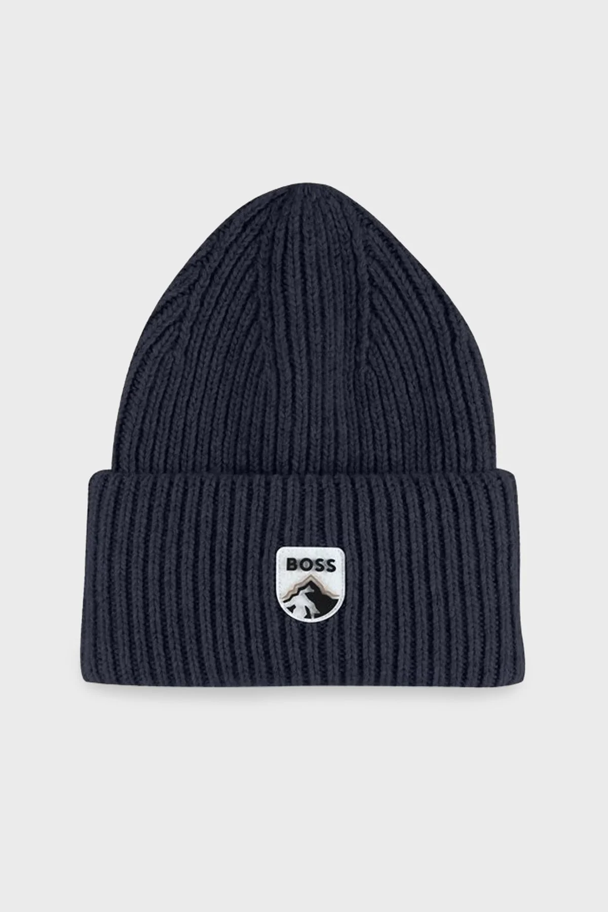 Boss Kaşmir ve Yün Karışımlı Logolu Erkek Bere 50475950 404 LACİVERT - 1