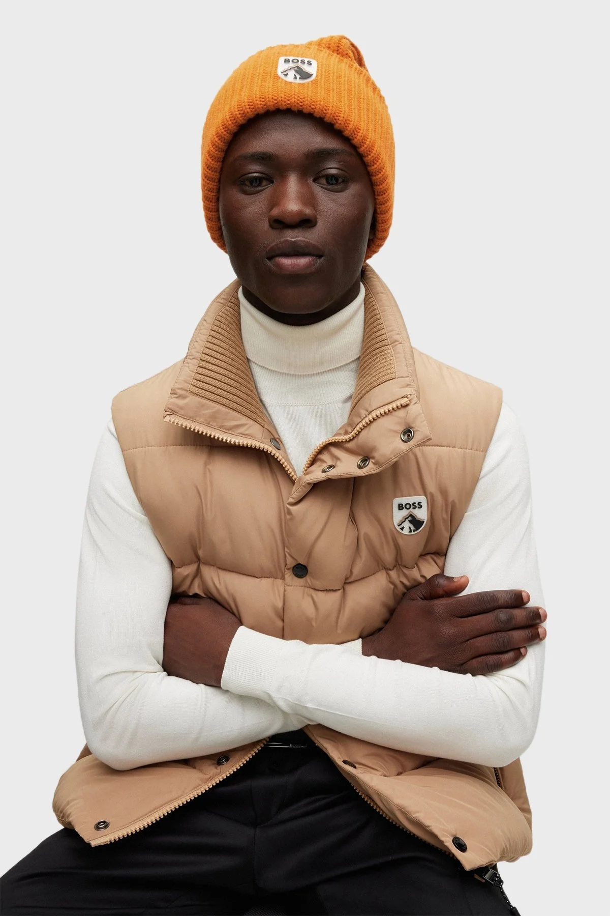 Boss Kaşmir ve Yün Karışımlı Logolu Erkek Bere 50475950 890 TURUNCU - 2